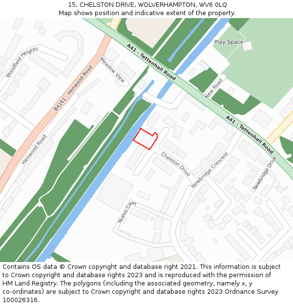 15, CHELSTON DRIVE, WOLVERHAMPTON, WV6 0LQ: Location map and indicative extent of plot