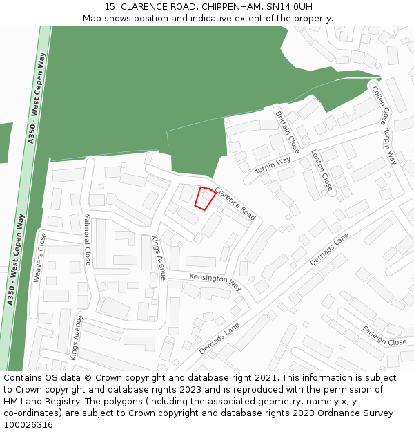 15, CLARENCE ROAD, CHIPPENHAM, SN14 0UH: Location map and indicative extent of plot