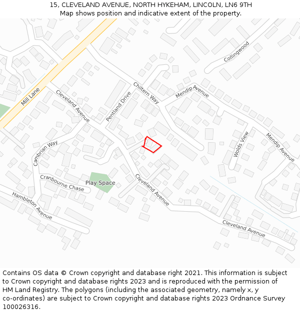 15, CLEVELAND AVENUE, NORTH HYKEHAM, LINCOLN, LN6 9TH: Location map and indicative extent of plot
