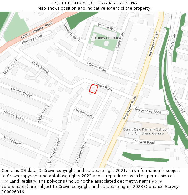 15, CLIFTON ROAD, GILLINGHAM, ME7 1NA: Location map and indicative extent of plot