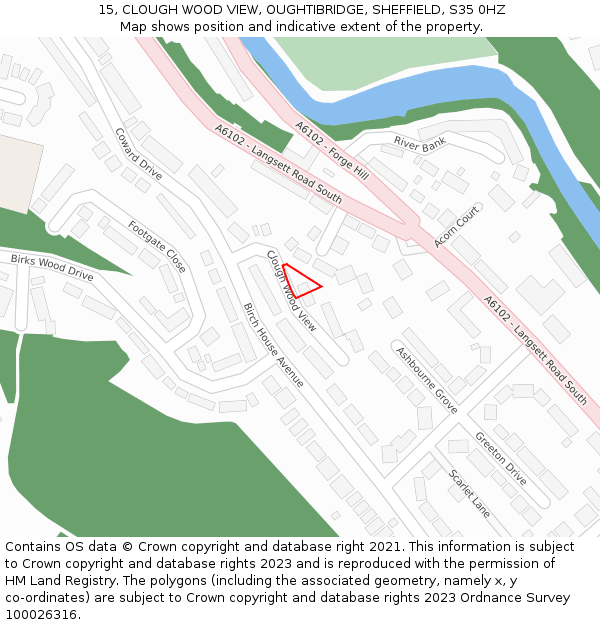 15, CLOUGH WOOD VIEW, OUGHTIBRIDGE, SHEFFIELD, S35 0HZ: Location map and indicative extent of plot