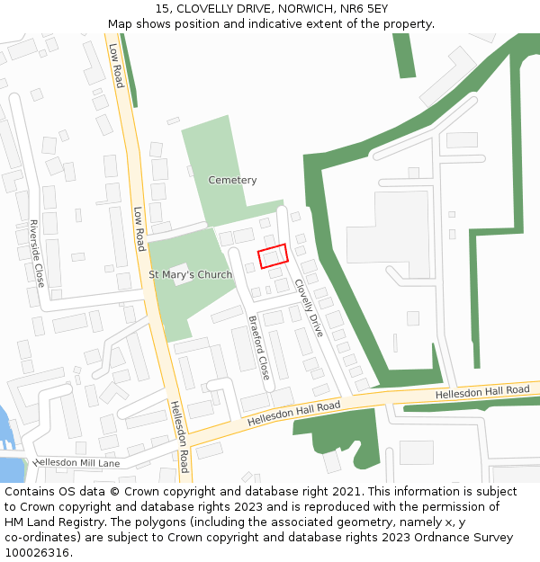 15, CLOVELLY DRIVE, NORWICH, NR6 5EY: Location map and indicative extent of plot