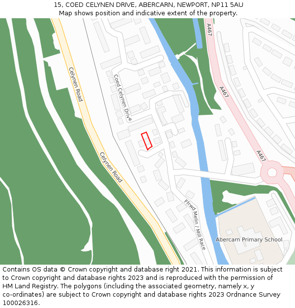 15, COED CELYNEN DRIVE, ABERCARN, NEWPORT, NP11 5AU: Location map and indicative extent of plot