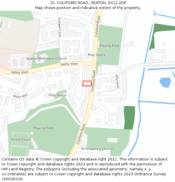 15, COLYFORD ROAD, SEATON, EX12 2DP: Location map and indicative extent of plot