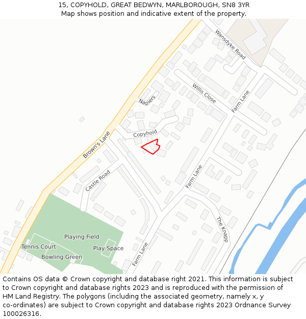 15, COPYHOLD, GREAT BEDWYN, MARLBOROUGH, SN8 3YR: Location map and indicative extent of plot