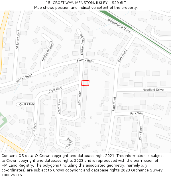 15, CROFT WAY, MENSTON, ILKLEY, LS29 6LT: Location map and indicative extent of plot