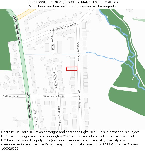 15, CROSSFIELD DRIVE, WORSLEY, MANCHESTER, M28 1GP: Location map and indicative extent of plot