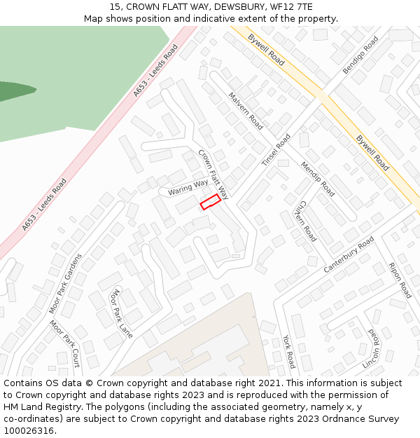 15, CROWN FLATT WAY, DEWSBURY, WF12 7TE: Location map and indicative extent of plot