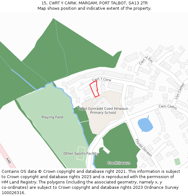 15, CWRT Y CARW, MARGAM, PORT TALBOT, SA13 2TR: Location map and indicative extent of plot