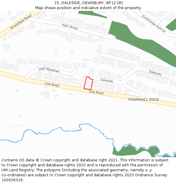 15, DALESIDE, DEWSBURY, WF12 0PJ: Location map and indicative extent of plot