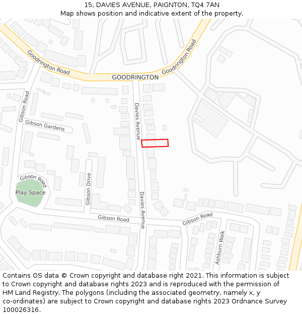 15, DAVIES AVENUE, PAIGNTON, TQ4 7AN: Location map and indicative extent of plot