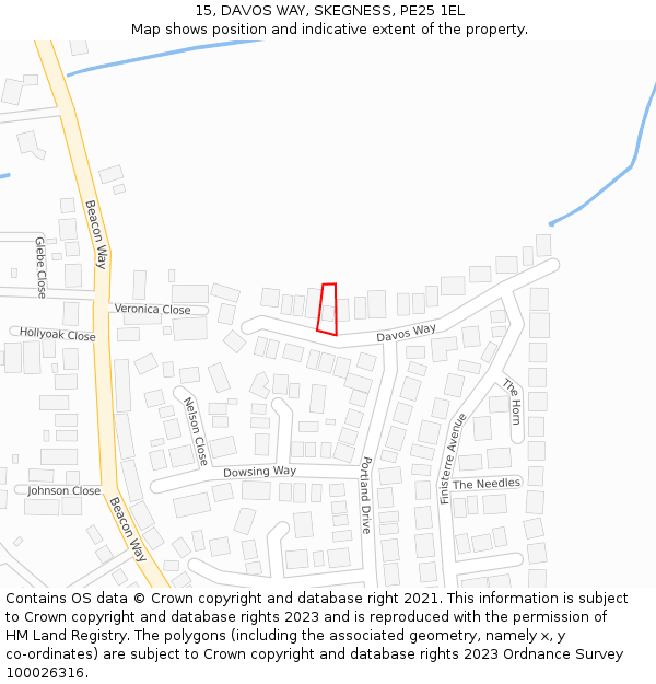 15, DAVOS WAY, SKEGNESS, PE25 1EL: Location map and indicative extent of plot