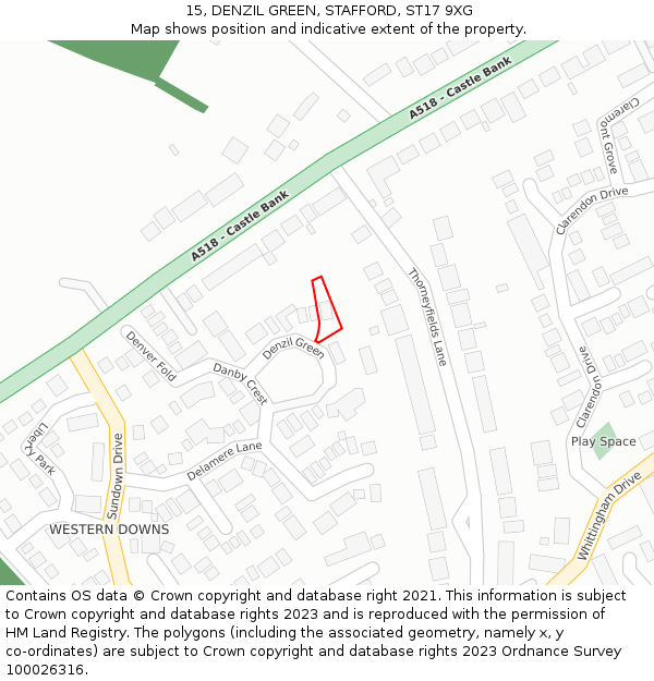 15, DENZIL GREEN, STAFFORD, ST17 9XG: Location map and indicative extent of plot