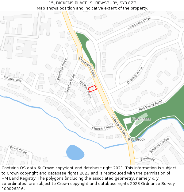 15, DICKENS PLACE, SHREWSBURY, SY3 8ZB: Location map and indicative extent of plot