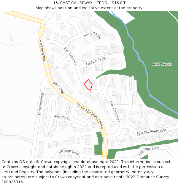 15, EAST CAUSEWAY, LEEDS, LS16 8JT: Location map and indicative extent of plot
