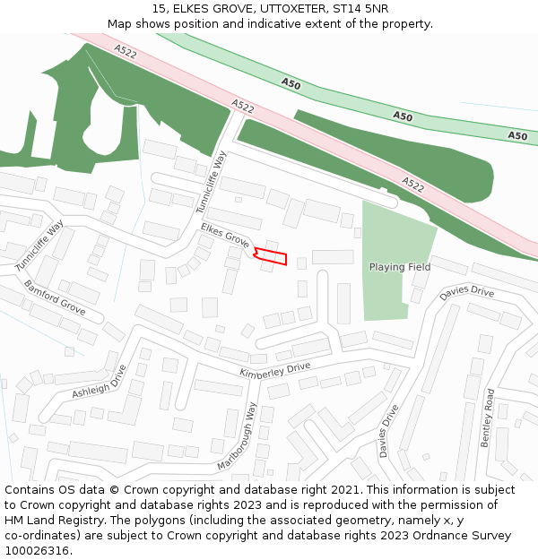 15, ELKES GROVE, UTTOXETER, ST14 5NR: Location map and indicative extent of plot