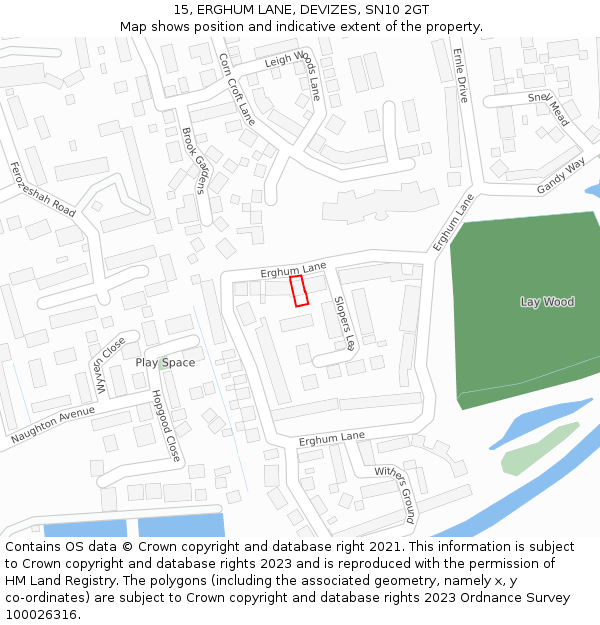 15, ERGHUM LANE, DEVIZES, SN10 2GT: Location map and indicative extent of plot