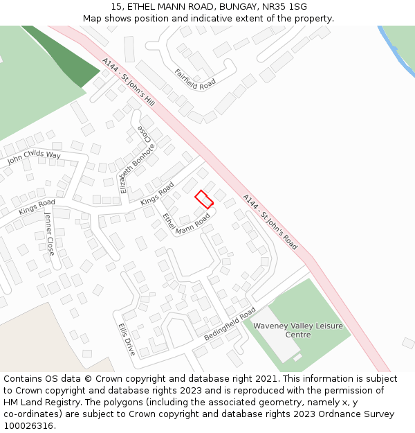 15, ETHEL MANN ROAD, BUNGAY, NR35 1SG: Location map and indicative extent of plot