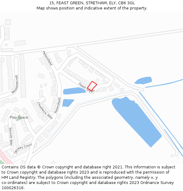 15, FEAST GREEN, STRETHAM, ELY, CB6 3GL: Location map and indicative extent of plot