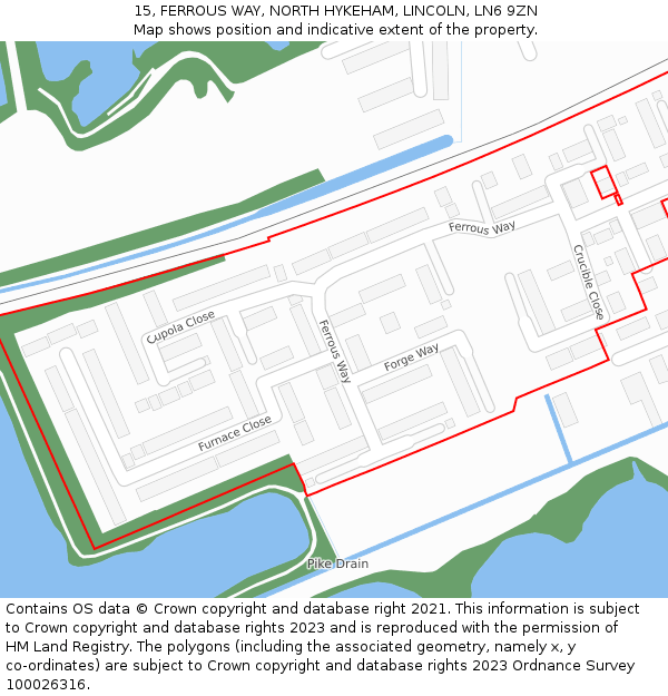15, FERROUS WAY, NORTH HYKEHAM, LINCOLN, LN6 9ZN: Location map and indicative extent of plot