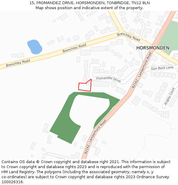 15, FROMANDEZ DRIVE, HORSMONDEN, TONBRIDGE, TN12 8LN: Location map and indicative extent of plot