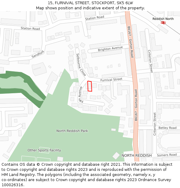 15, FURNIVAL STREET, STOCKPORT, SK5 6LW: Location map and indicative extent of plot