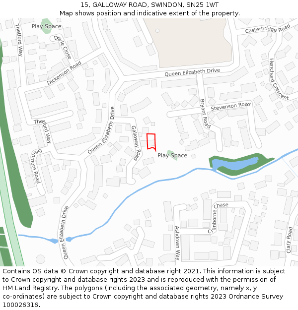 15, GALLOWAY ROAD, SWINDON, SN25 1WT: Location map and indicative extent of plot