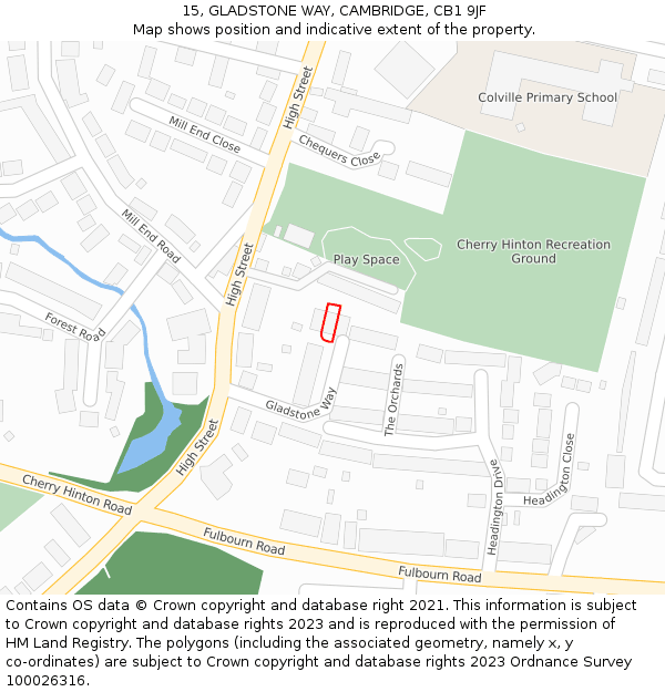 15, GLADSTONE WAY, CAMBRIDGE, CB1 9JF: Location map and indicative extent of plot