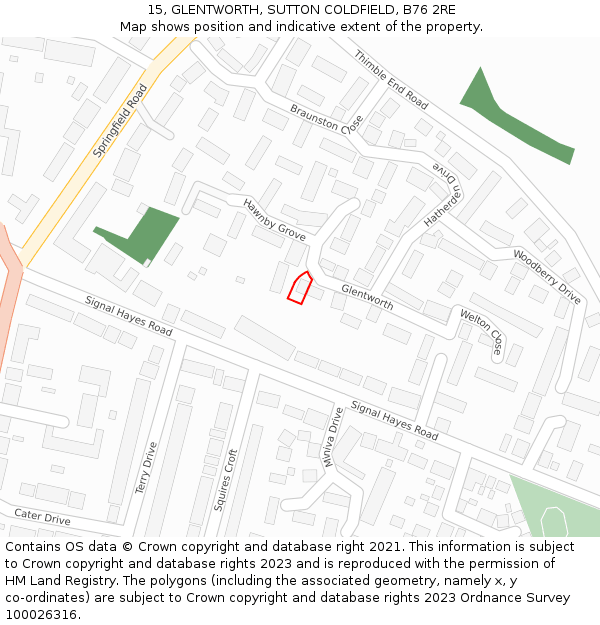 15, GLENTWORTH, SUTTON COLDFIELD, B76 2RE: Location map and indicative extent of plot