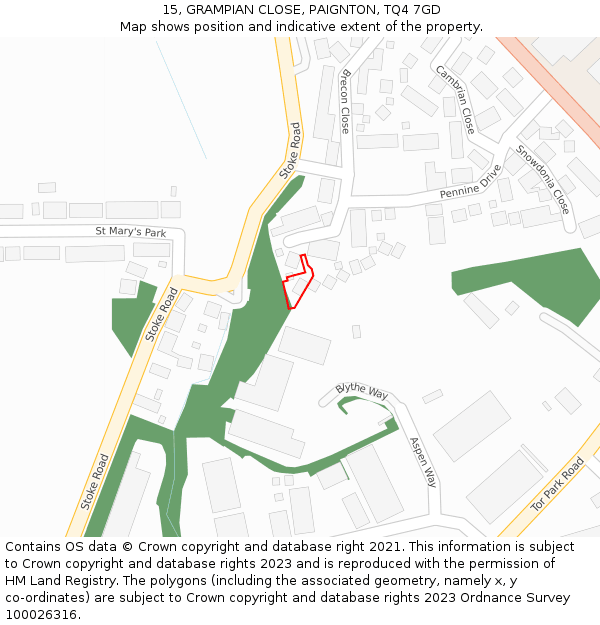 15, GRAMPIAN CLOSE, PAIGNTON, TQ4 7GD: Location map and indicative extent of plot