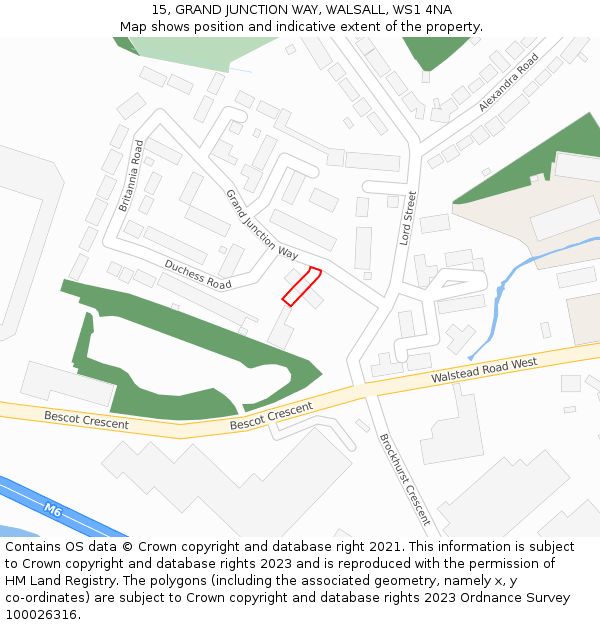 15, GRAND JUNCTION WAY, WALSALL, WS1 4NA: Location map and indicative extent of plot