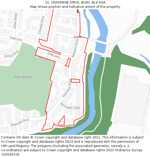 15, GRASMERE DRIVE, BURY, BL9 9GA: Location map and indicative extent of plot