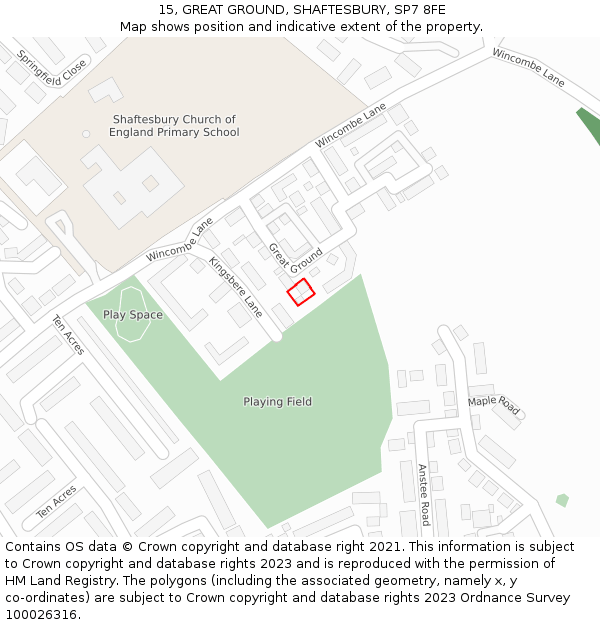 15, GREAT GROUND, SHAFTESBURY, SP7 8FE: Location map and indicative extent of plot