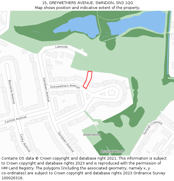 15, GREYWETHERS AVENUE, SWINDON, SN3 1QG: Location map and indicative extent of plot
