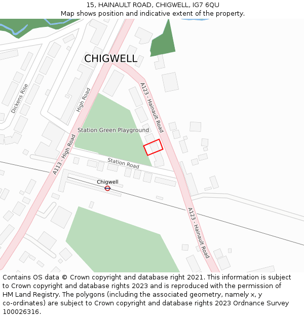15, HAINAULT ROAD, CHIGWELL, IG7 6QU: Location map and indicative extent of plot
