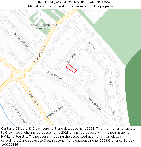 15, HALL DRIVE, WOLLATON, NOTTINGHAM, NG8 2PW: Location map and indicative extent of plot