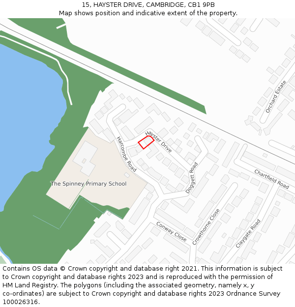 15, HAYSTER DRIVE, CAMBRIDGE, CB1 9PB: Location map and indicative extent of plot