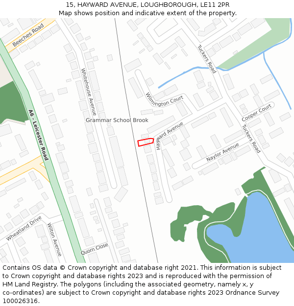 15, HAYWARD AVENUE, LOUGHBOROUGH, LE11 2PR: Location map and indicative extent of plot