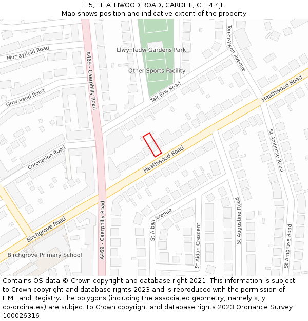 15, HEATHWOOD ROAD, CARDIFF, CF14 4JL: Location map and indicative extent of plot