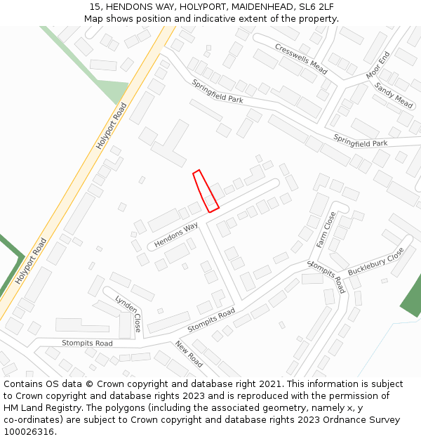 15, HENDONS WAY, HOLYPORT, MAIDENHEAD, SL6 2LF: Location map and indicative extent of plot