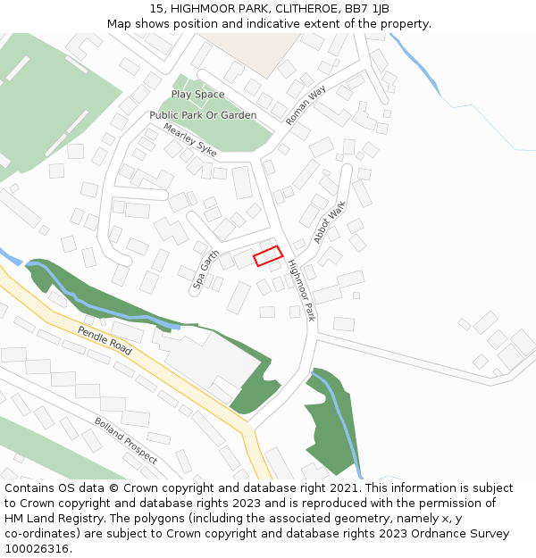 15, HIGHMOOR PARK, CLITHEROE, BB7 1JB: Location map and indicative extent of plot