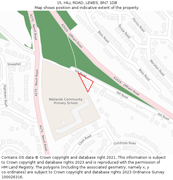 15, HILL ROAD, LEWES, BN7 1DB: Location map and indicative extent of plot