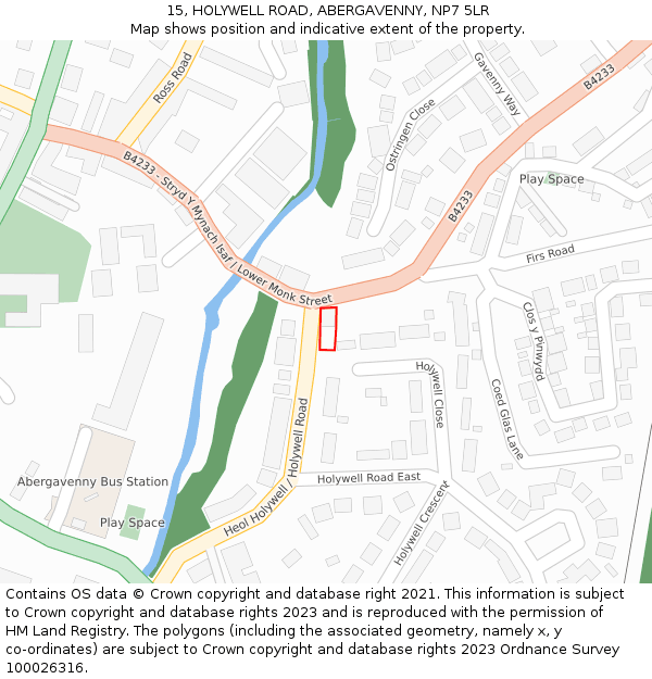 15, HOLYWELL ROAD, ABERGAVENNY, NP7 5LR: Location map and indicative extent of plot