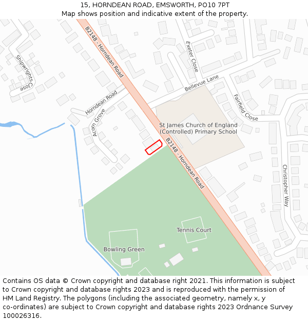 15, HORNDEAN ROAD, EMSWORTH, PO10 7PT: Location map and indicative extent of plot