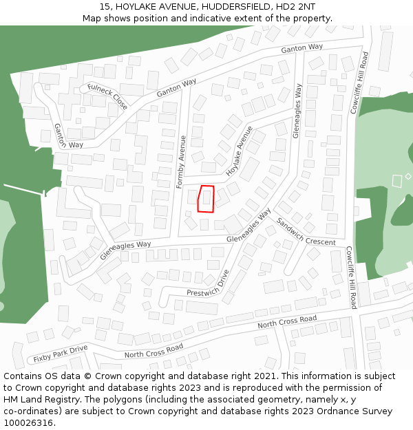 15, HOYLAKE AVENUE, HUDDERSFIELD, HD2 2NT: Location map and indicative extent of plot