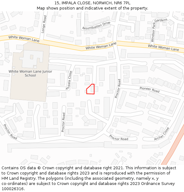 15, IMPALA CLOSE, NORWICH, NR6 7PL: Location map and indicative extent of plot