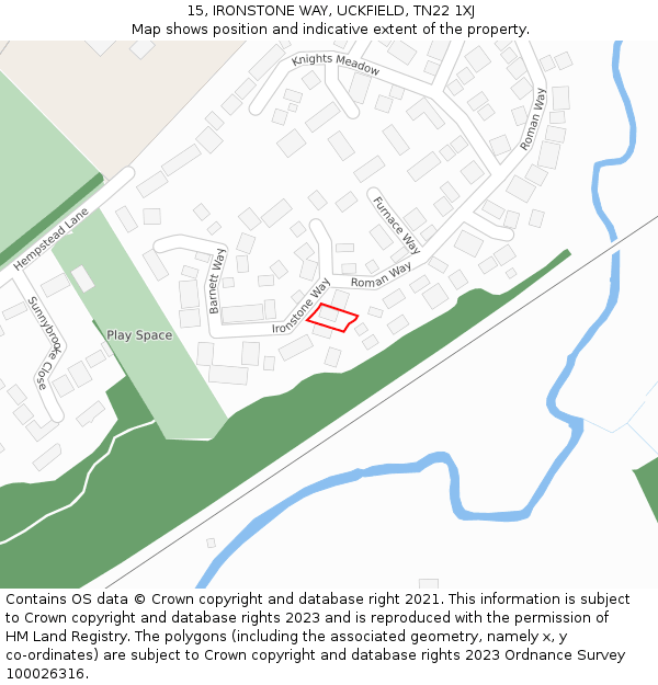 15, IRONSTONE WAY, UCKFIELD, TN22 1XJ: Location map and indicative extent of plot
