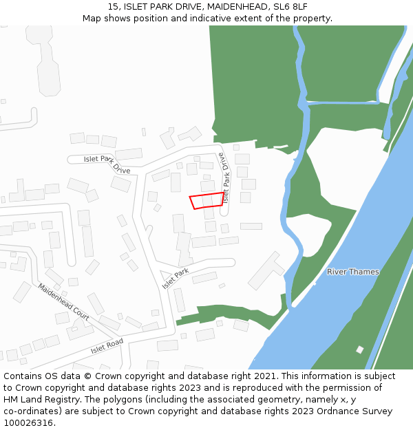 15, ISLET PARK DRIVE, MAIDENHEAD, SL6 8LF: Location map and indicative extent of plot