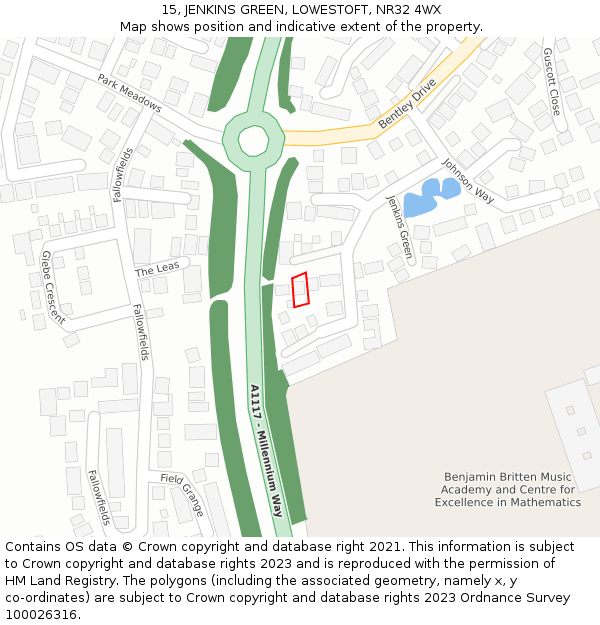 15, JENKINS GREEN, LOWESTOFT, NR32 4WX: Location map and indicative extent of plot