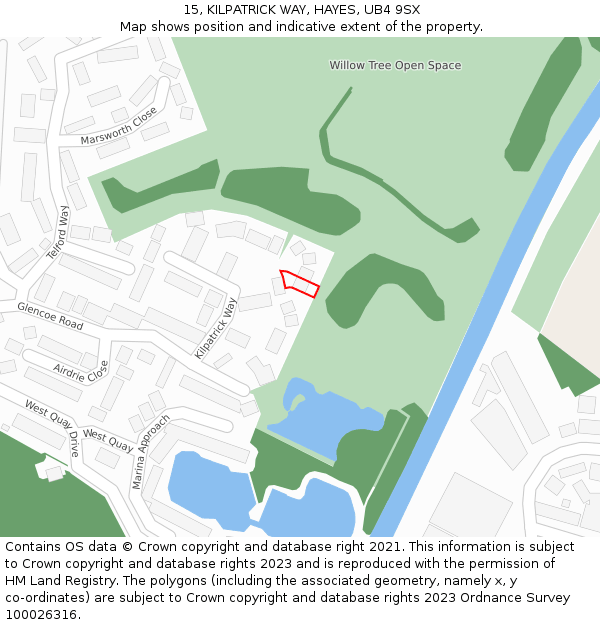15, KILPATRICK WAY, HAYES, UB4 9SX: Location map and indicative extent of plot
